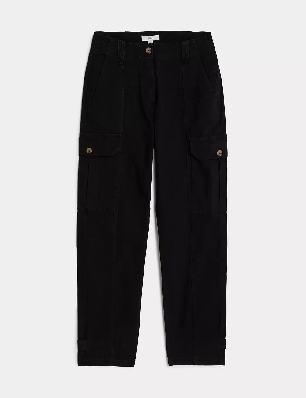 Cotton Rich Cargo High Waisted Trousers