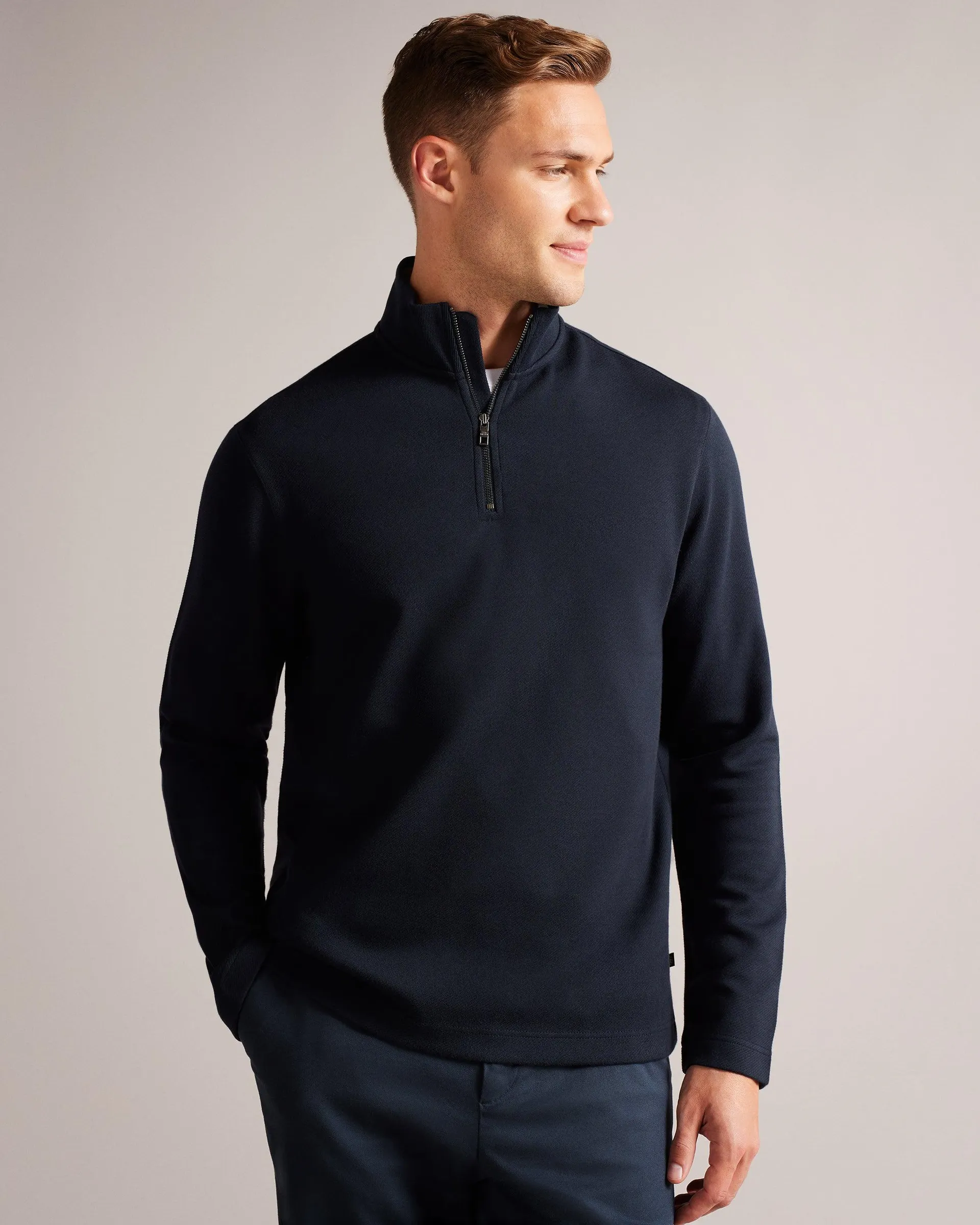 Morric Half Zip Funnel Neck Jumper Navy