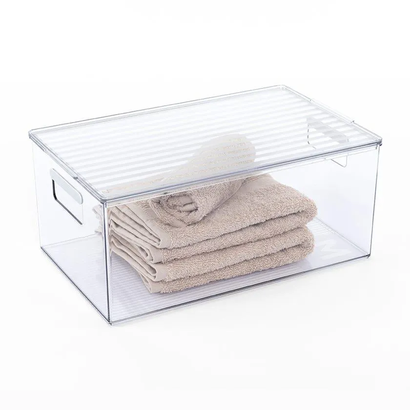 All Purpose Tall Storage Bin with Lid, Clear - Medium, 20.6x14.5 cm