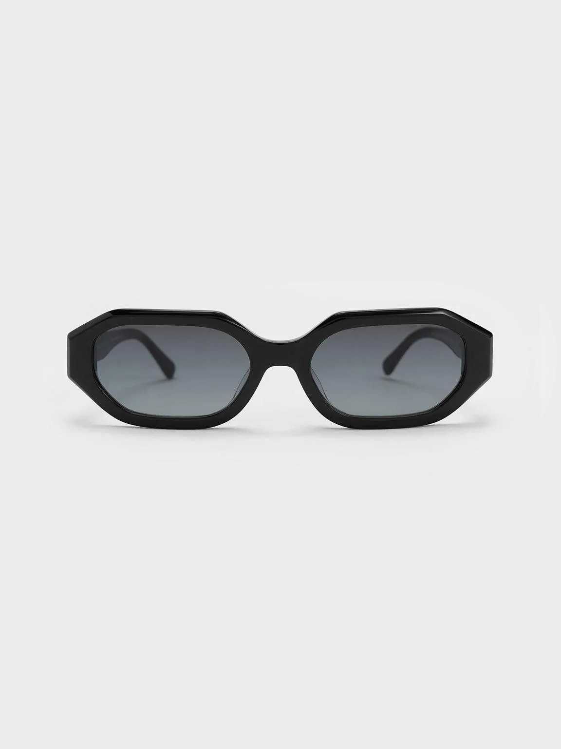 Gabine Recycled Acetate Oval Sunglasses - Black
