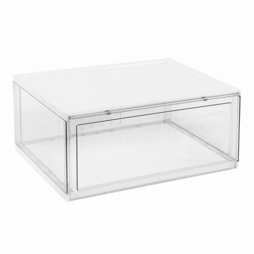 Delux Storage Box, Clear & White - 40.6x17.9 cm