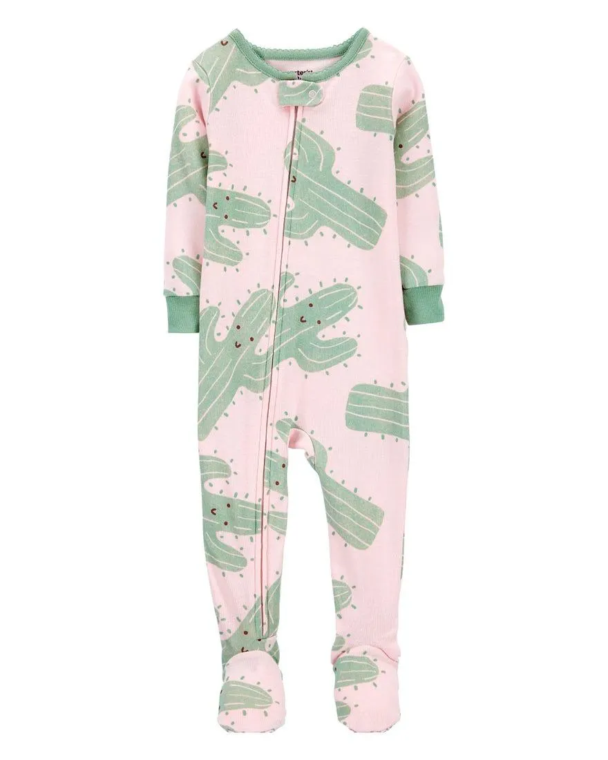 1-Piece Cactus 100% Snug Fit Cotton Footie PJs