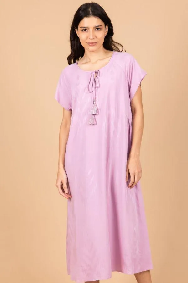Ladies Mauve Jacquard Woven Dress