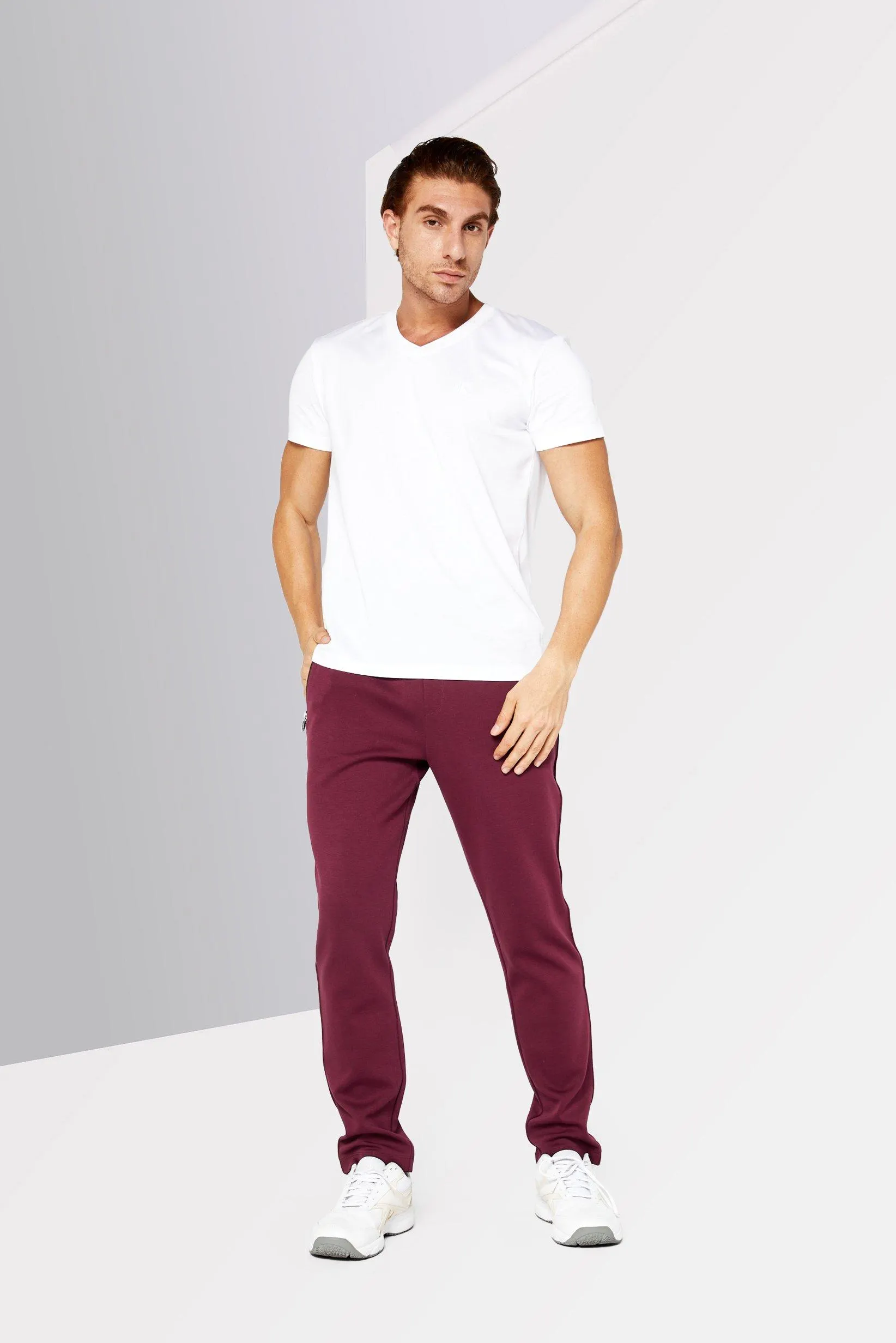 Men Regular Fit Drawstring Sweatpants, Burgundy