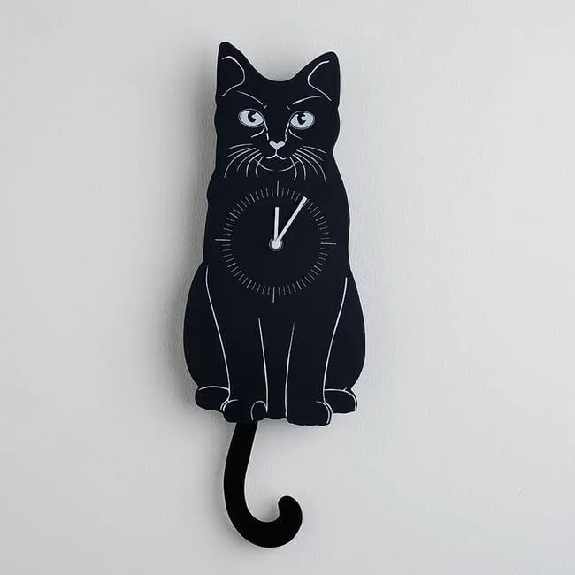 feline wall clock 35x5x17cm-black