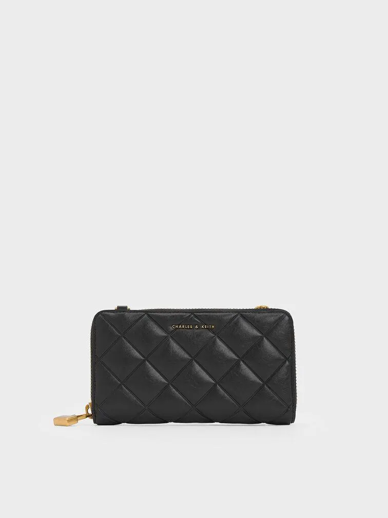 Swing Quilted Zip Key Pouch - Black