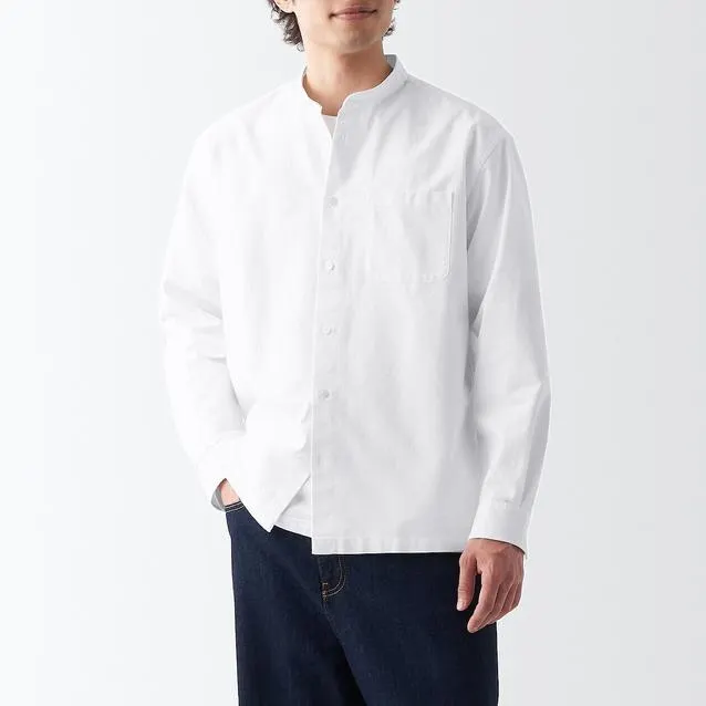 Washed Oxford Stand Collar Shirt