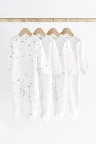 4 Pack Baby Printed Long Sleeve Sleepsuits (0-2yrs)