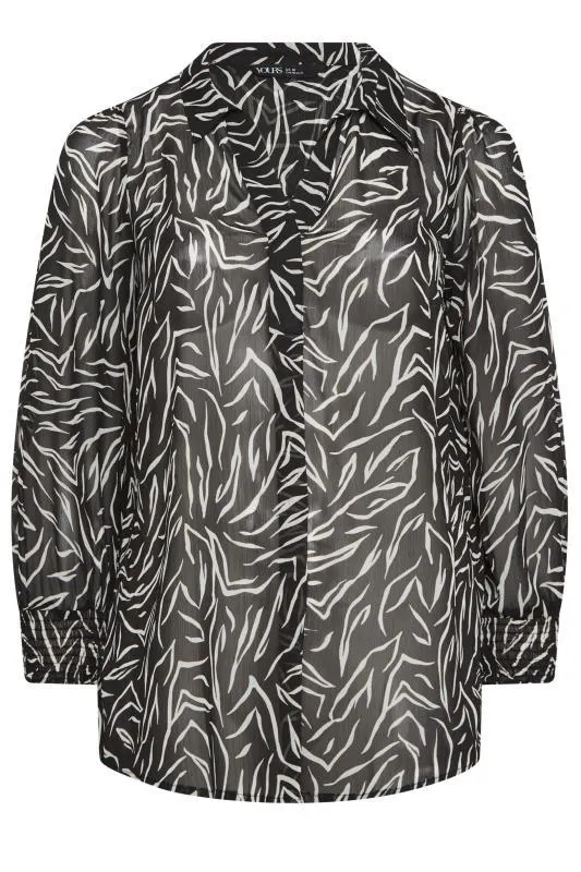 YOURS Curve Black Zebra Print Blouse