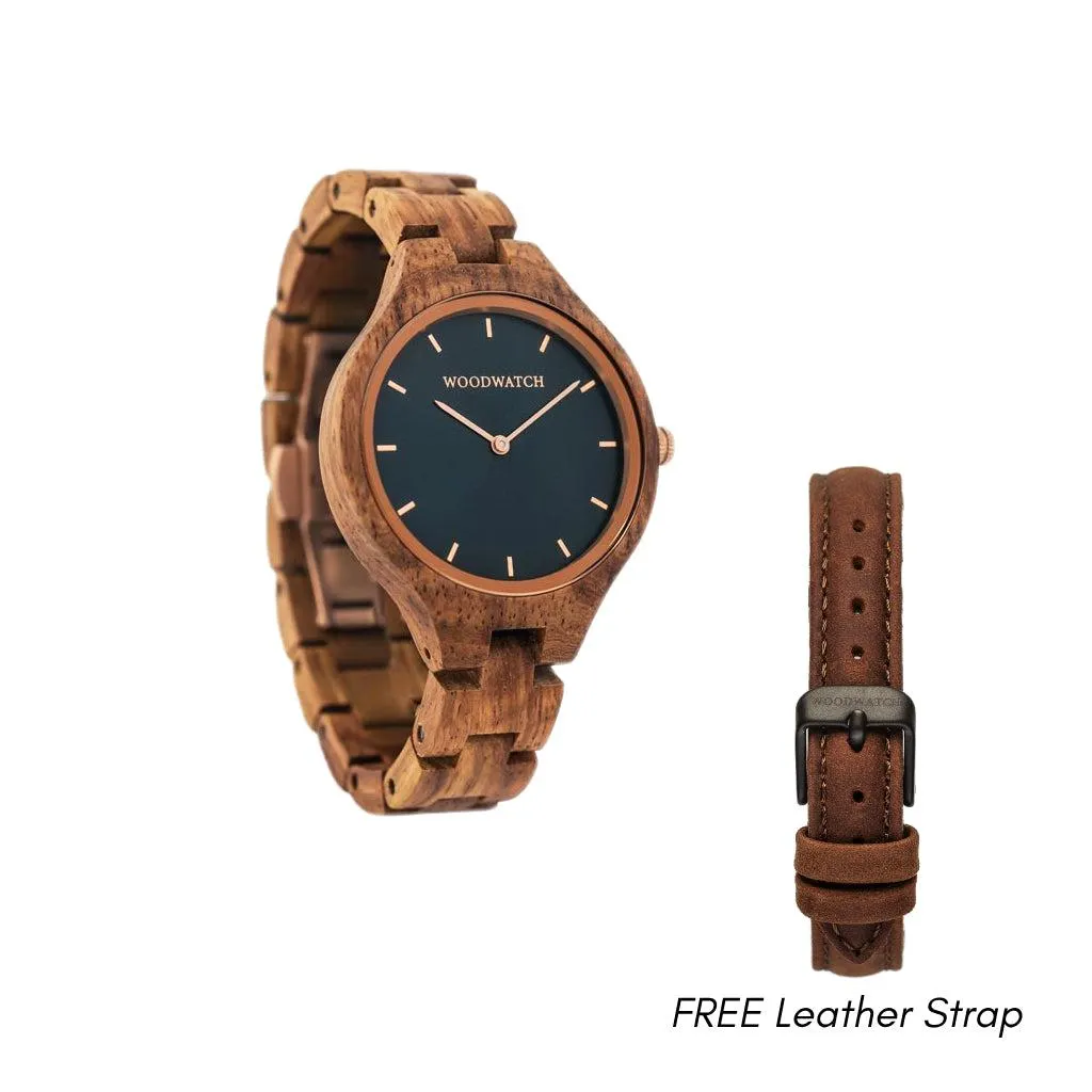 WOODWATCH WOMEN'S AURORA MARINE ROSE WW-A-MR W/ FREE STRAP WW-S-PE-14 The Watch House’s Choice