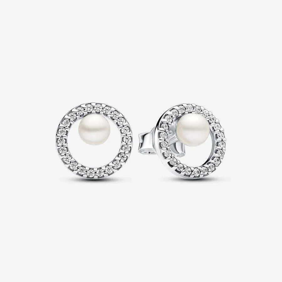 Treated Freshwater Cultured Pearl & Pavé Halo Stud Earrings