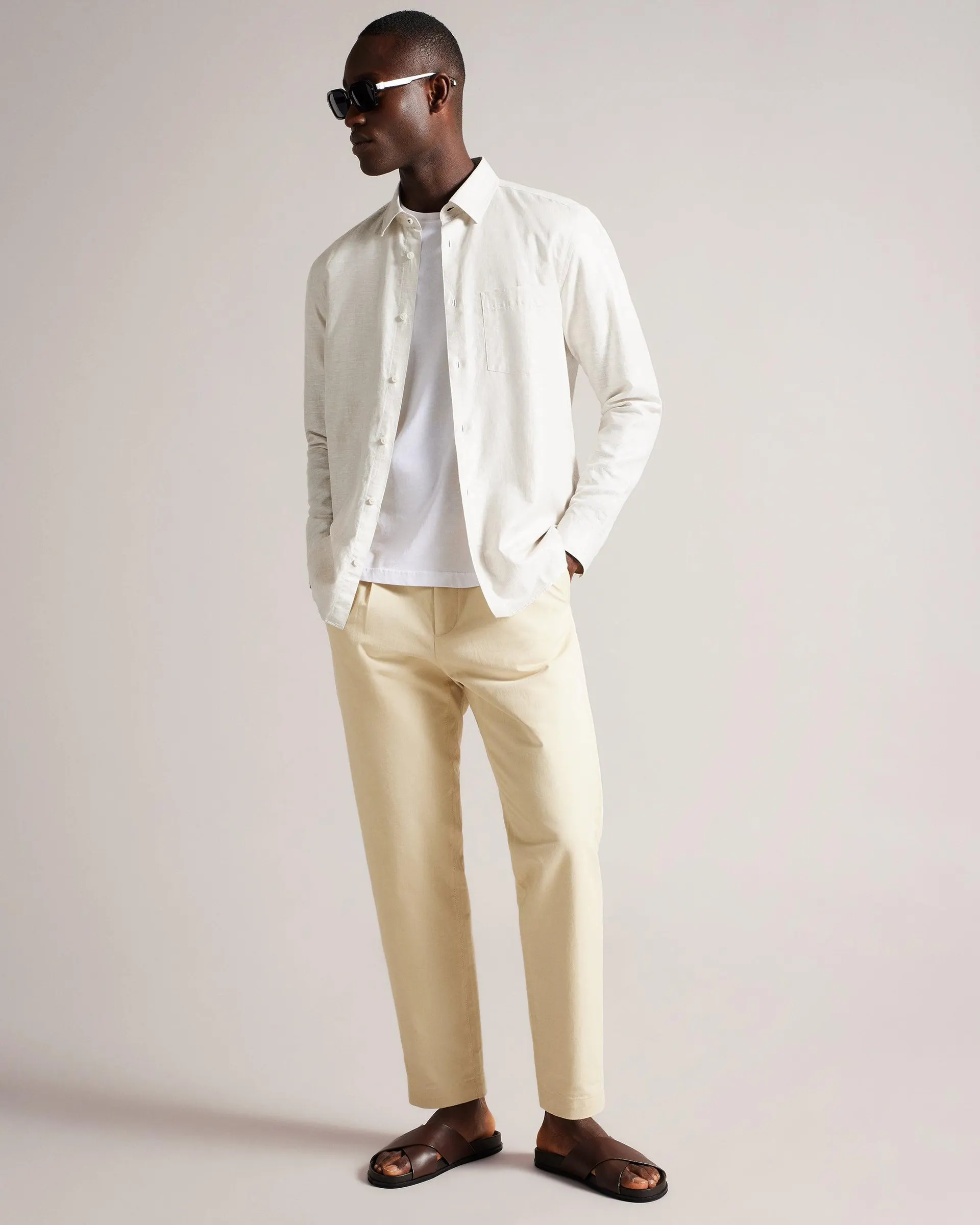 Long Sleeve Linen Blend Shirt