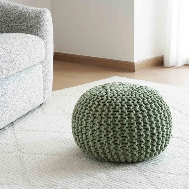 erena knitted pouf 40x40x30cm - sage