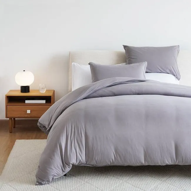 snug cotton jersey 3-piece duvet cover set 260x220cm - grey