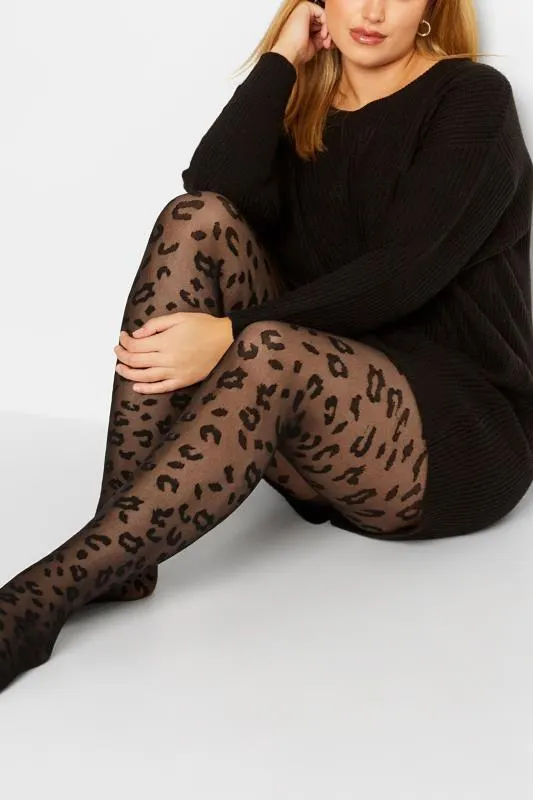 Black Leopard Print Tights