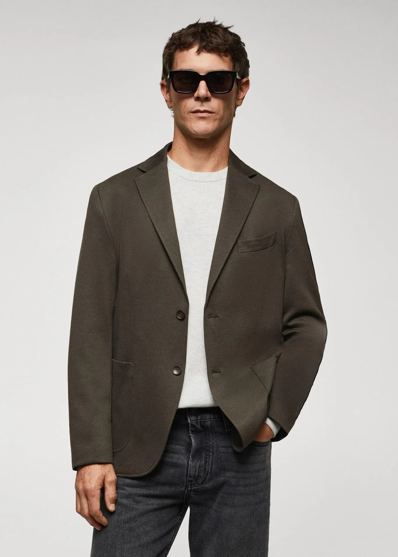 Slim fit microstructure blazer