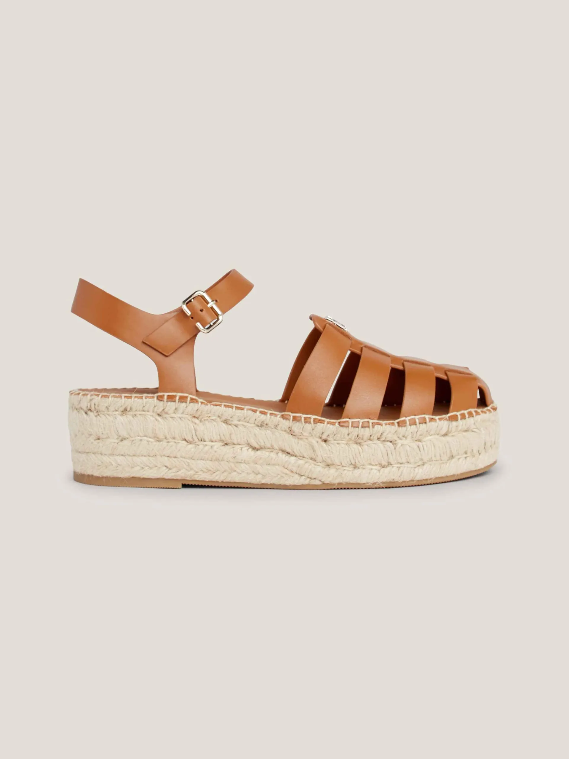 Leather Fisherman Flatform Espadrille Sandals