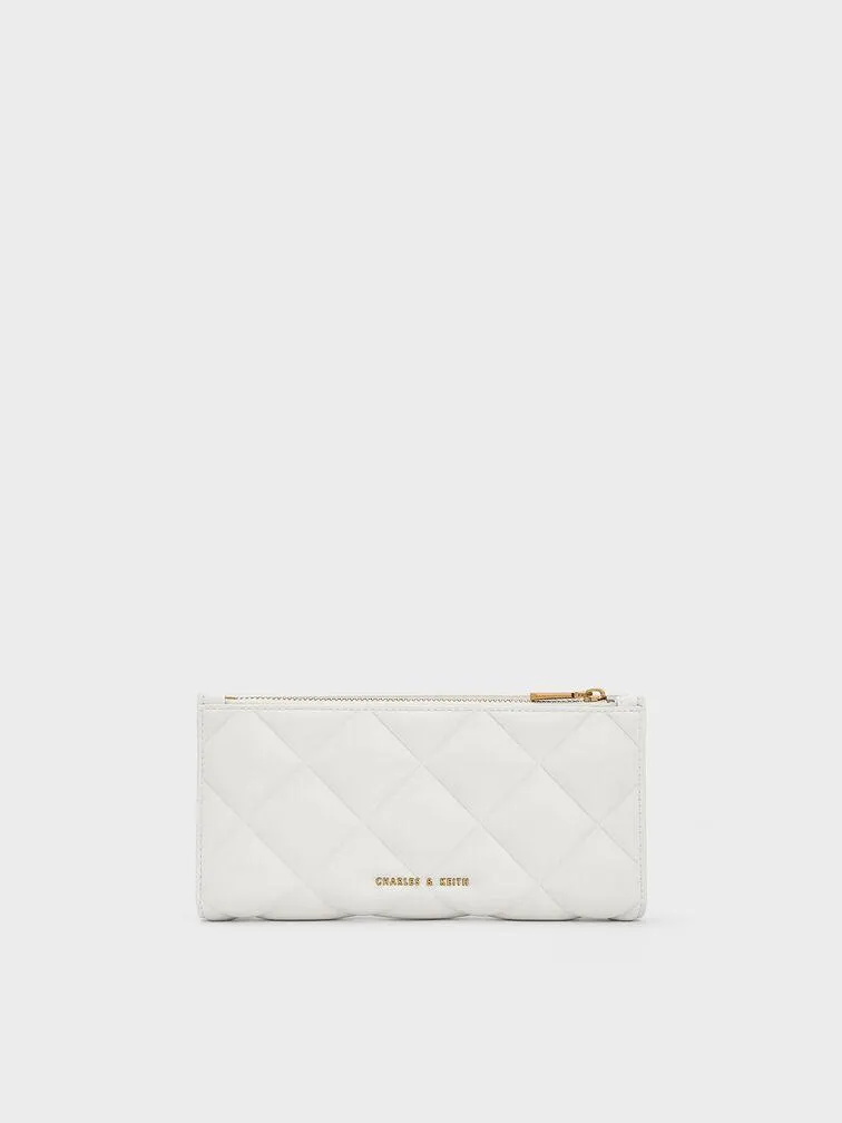 Danika Quilted Long Wallet - White