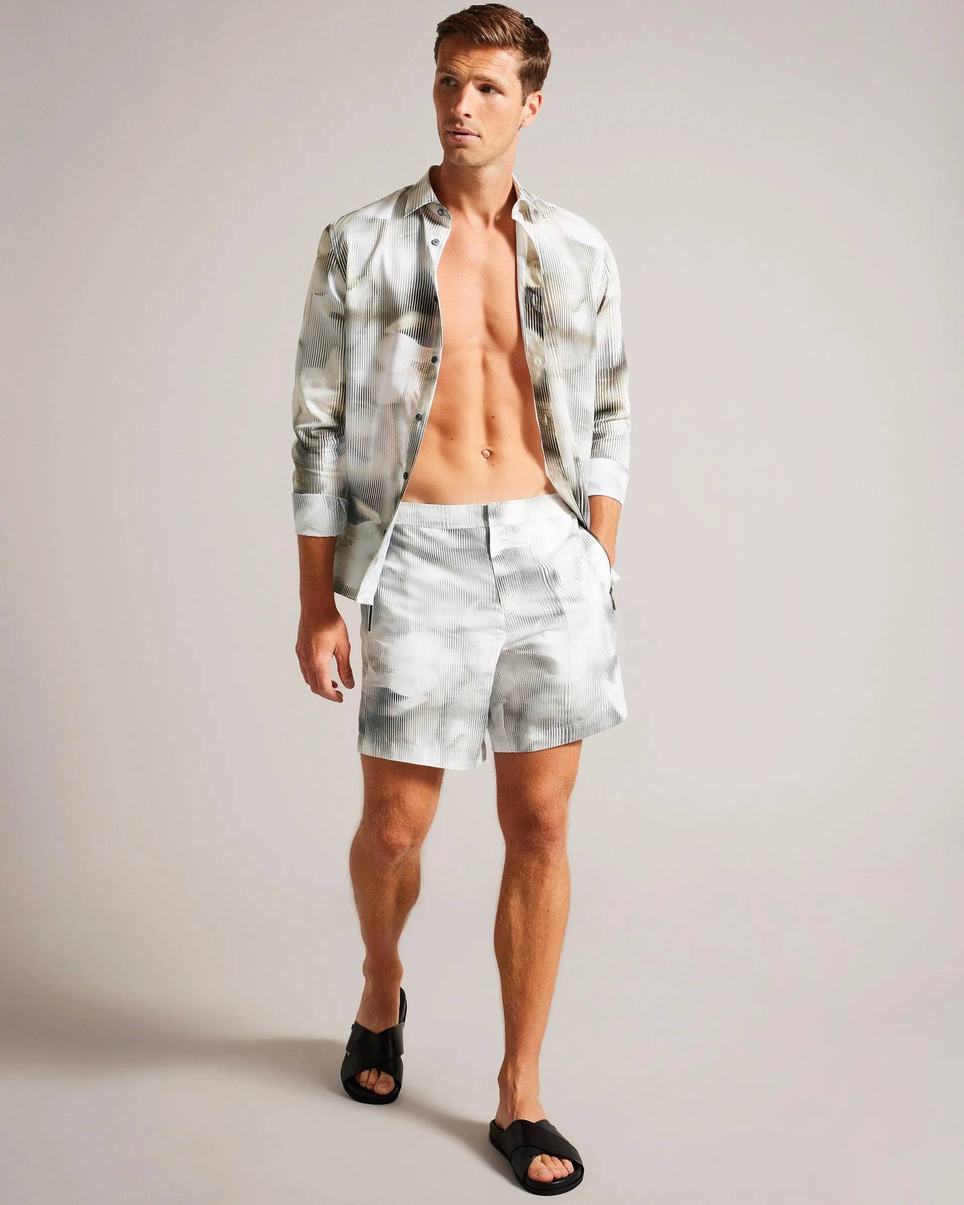 Skyward Glitched Stripe Swim Shorts Multicol