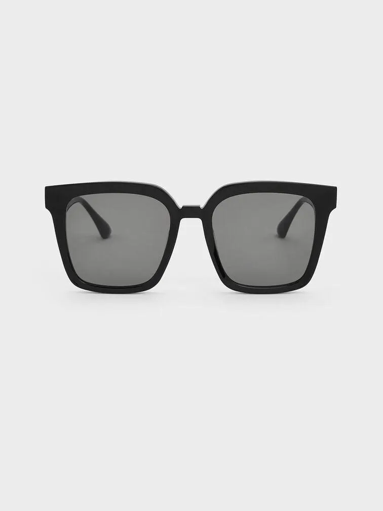 Recycled Acetate Classic Butterfly Sunglasses - Black