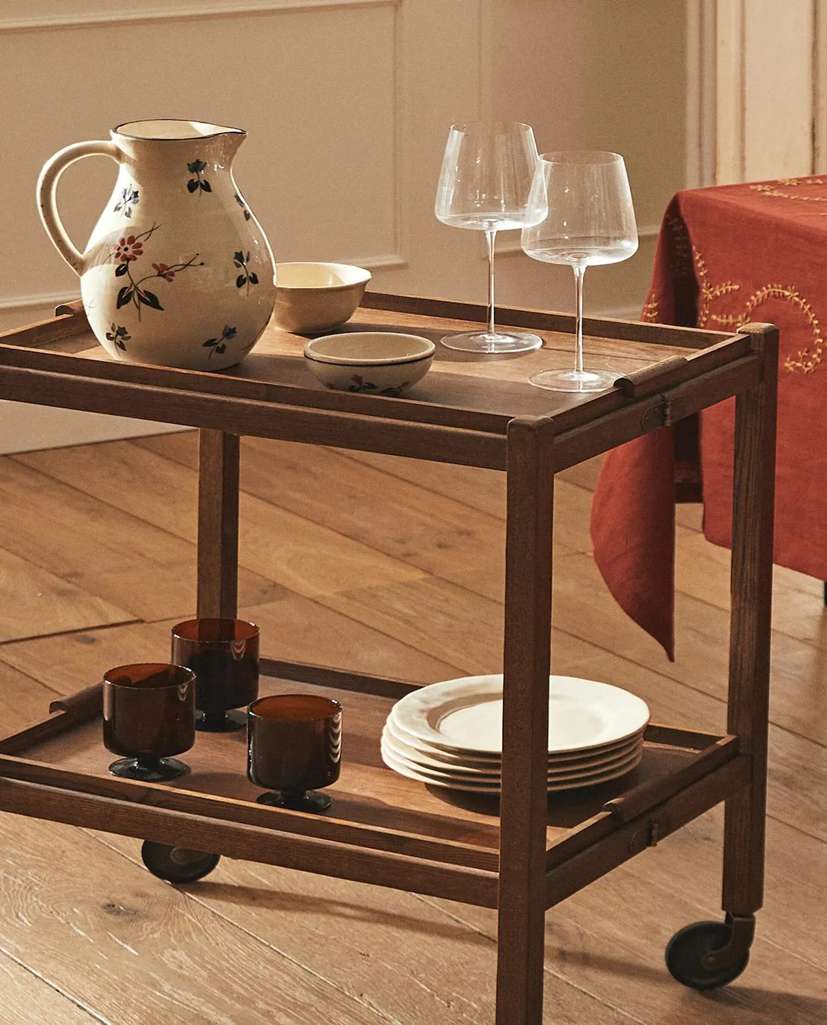 ASH WOOD FOLDING TRAY TROLLEY