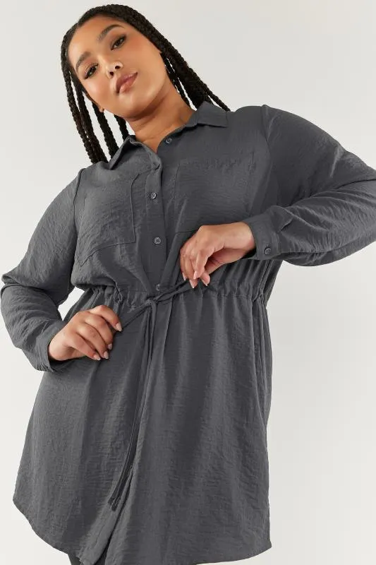 YOURS Curve Charcoal Grey Utility Tunic Shirt