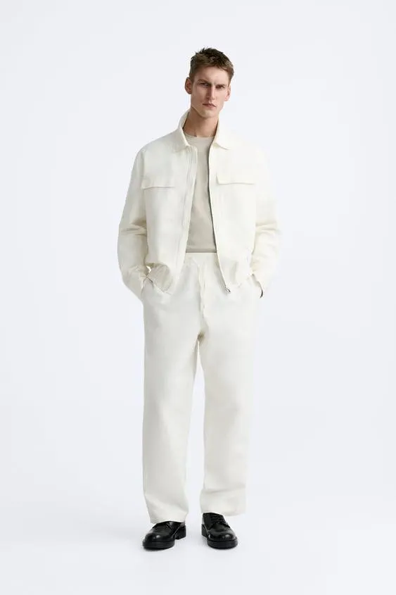 COTTON - LINEN BLEND TROUSERS