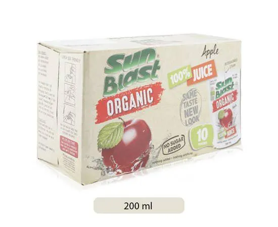 SunBlast Organic Apple Juice - 10 x 200ml
