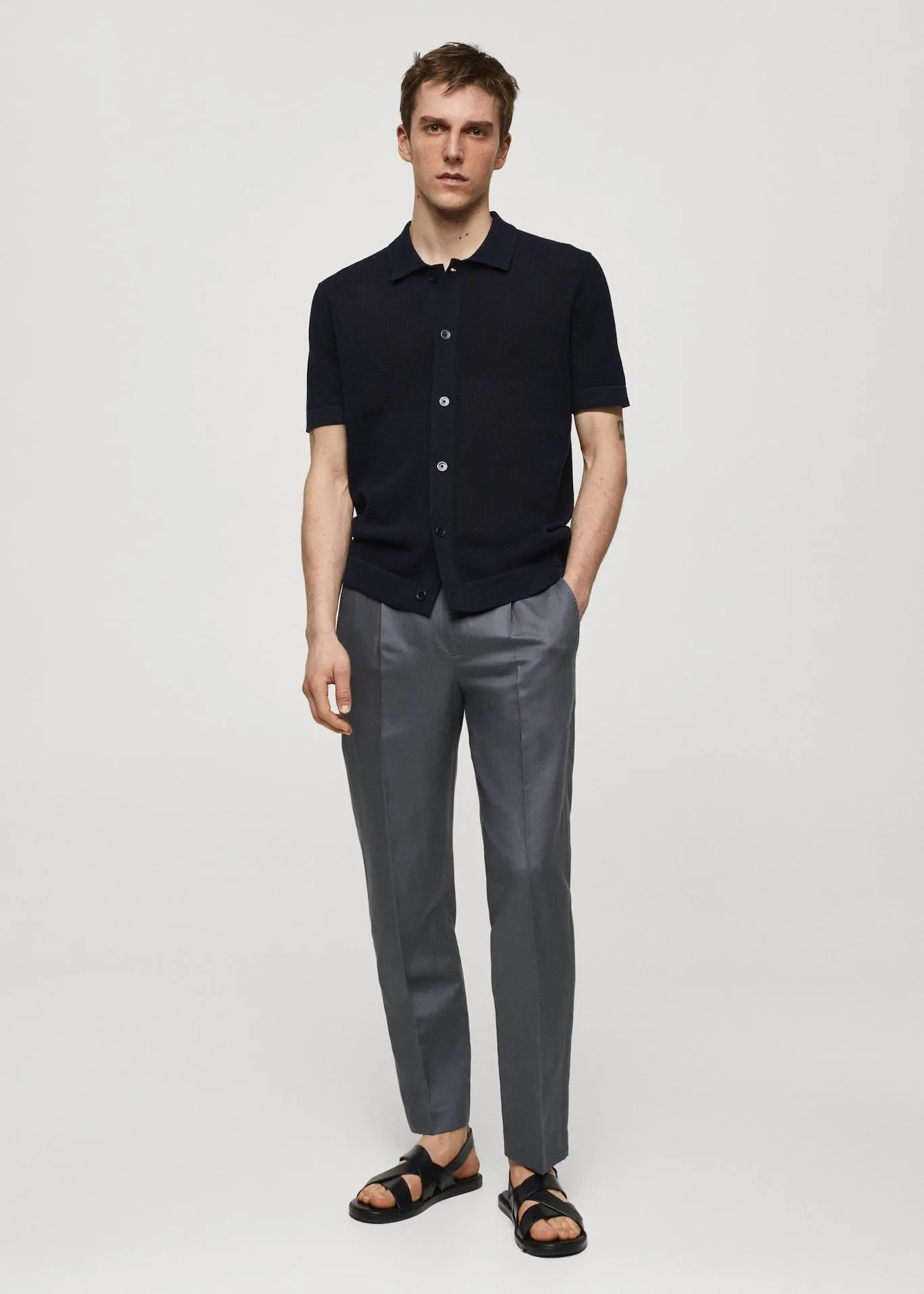 Knitted polo shirt with buttons