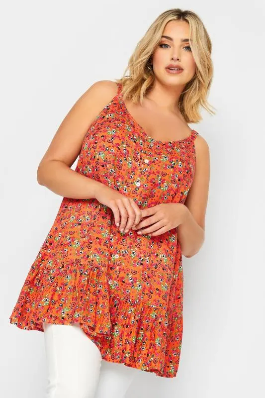 YOURS Curve Orange Paisley Print Cami Top