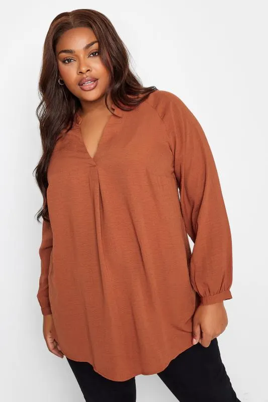 YOURS Curve Rust Orange Textured Tunic Shirt