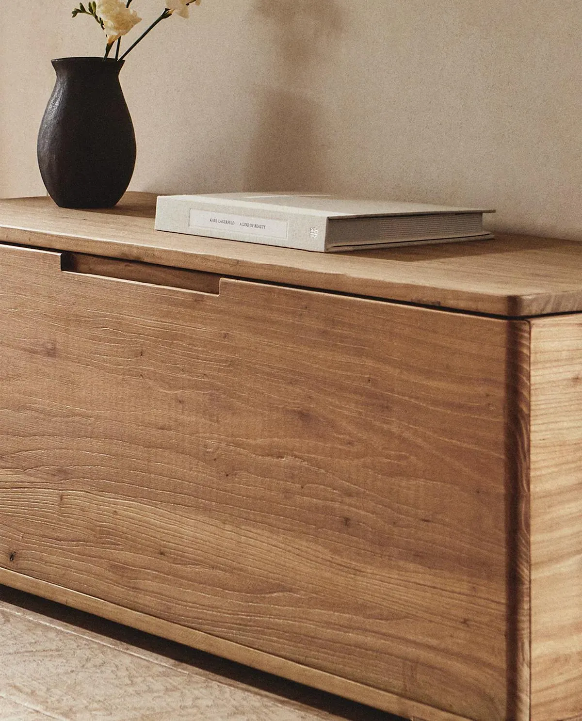 ELM WOOD BENCH WITH STORAGE