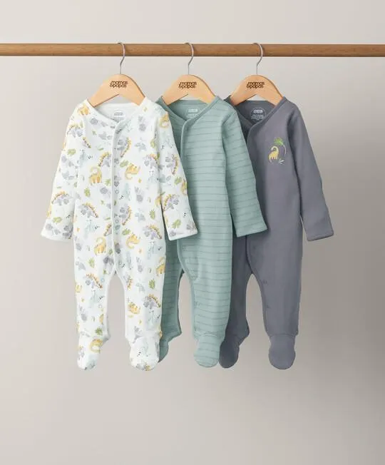 3 pack Dinosaur Sleepsuits