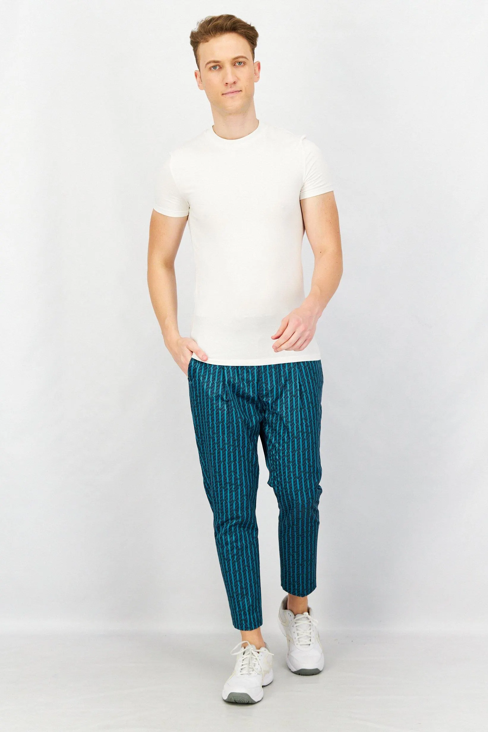 Men Regular Fit All Over Chino Pants, Blue Combo
