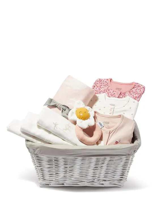 Baby Gift Hamper- 4 piece with Flower Grabber Ring Rattle Toy