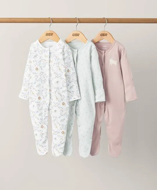 3 pack Safari Garden Party Sleepsuits