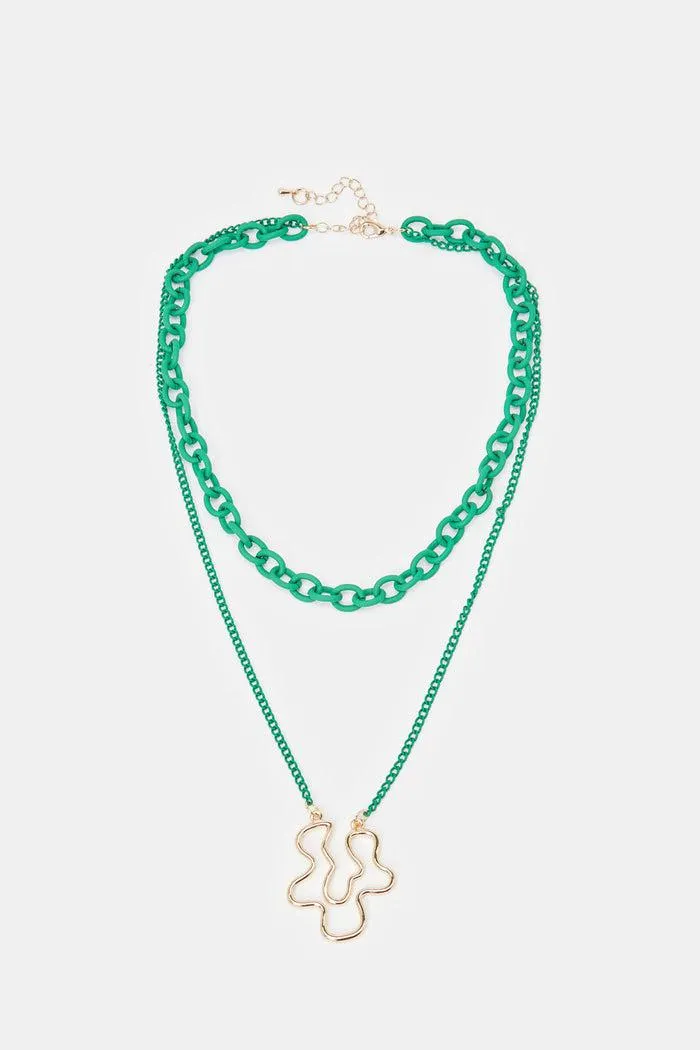 Women Green Embellished Necklace