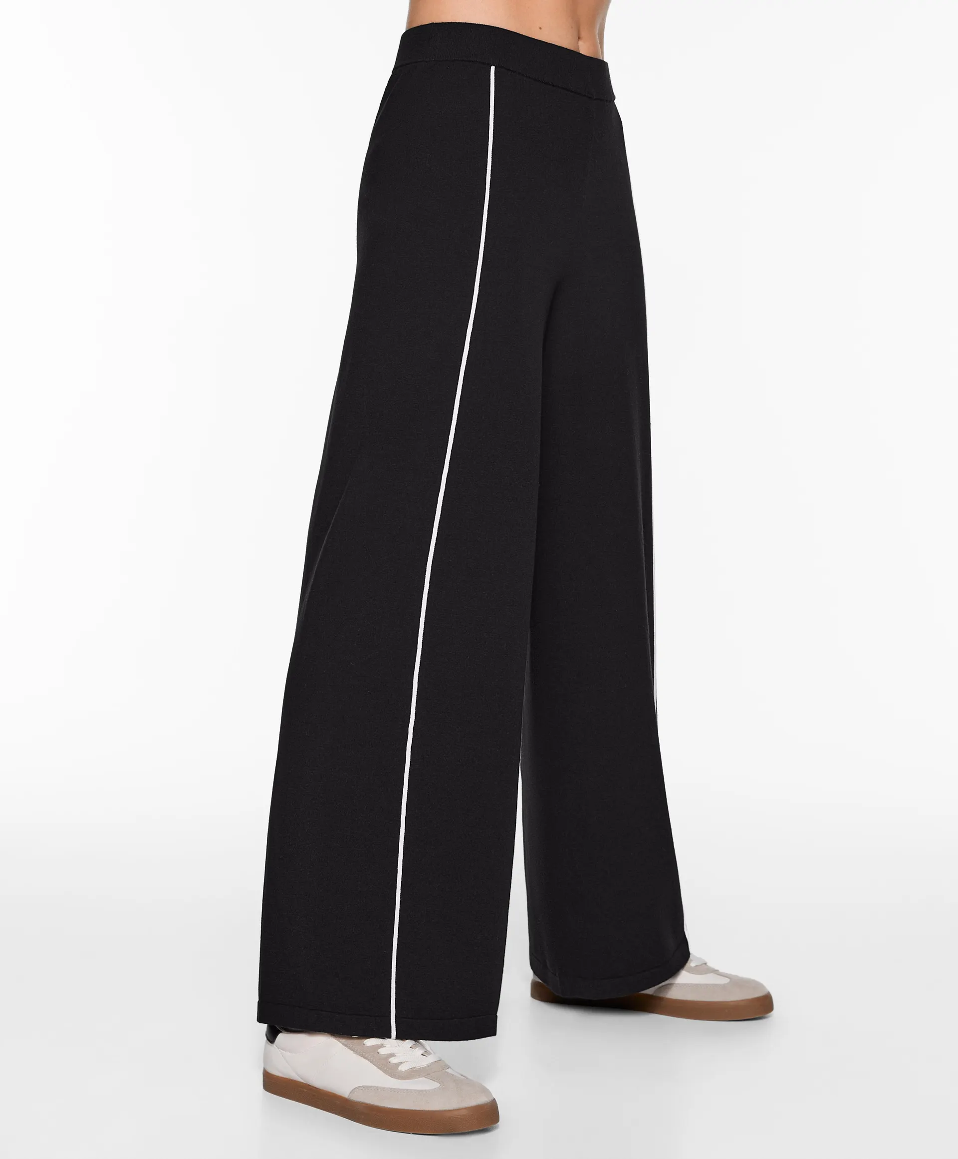 Straight-leg knit trousers with piping