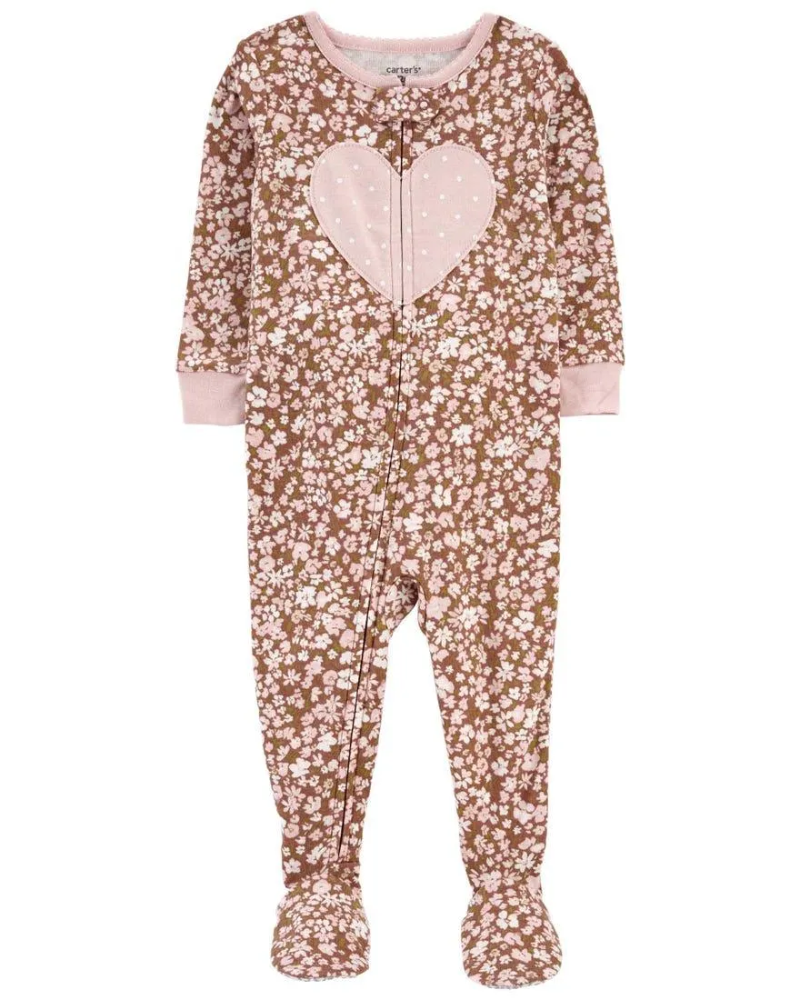 Carter's Toddler Girl Ditsy Heart Footed Pajamas