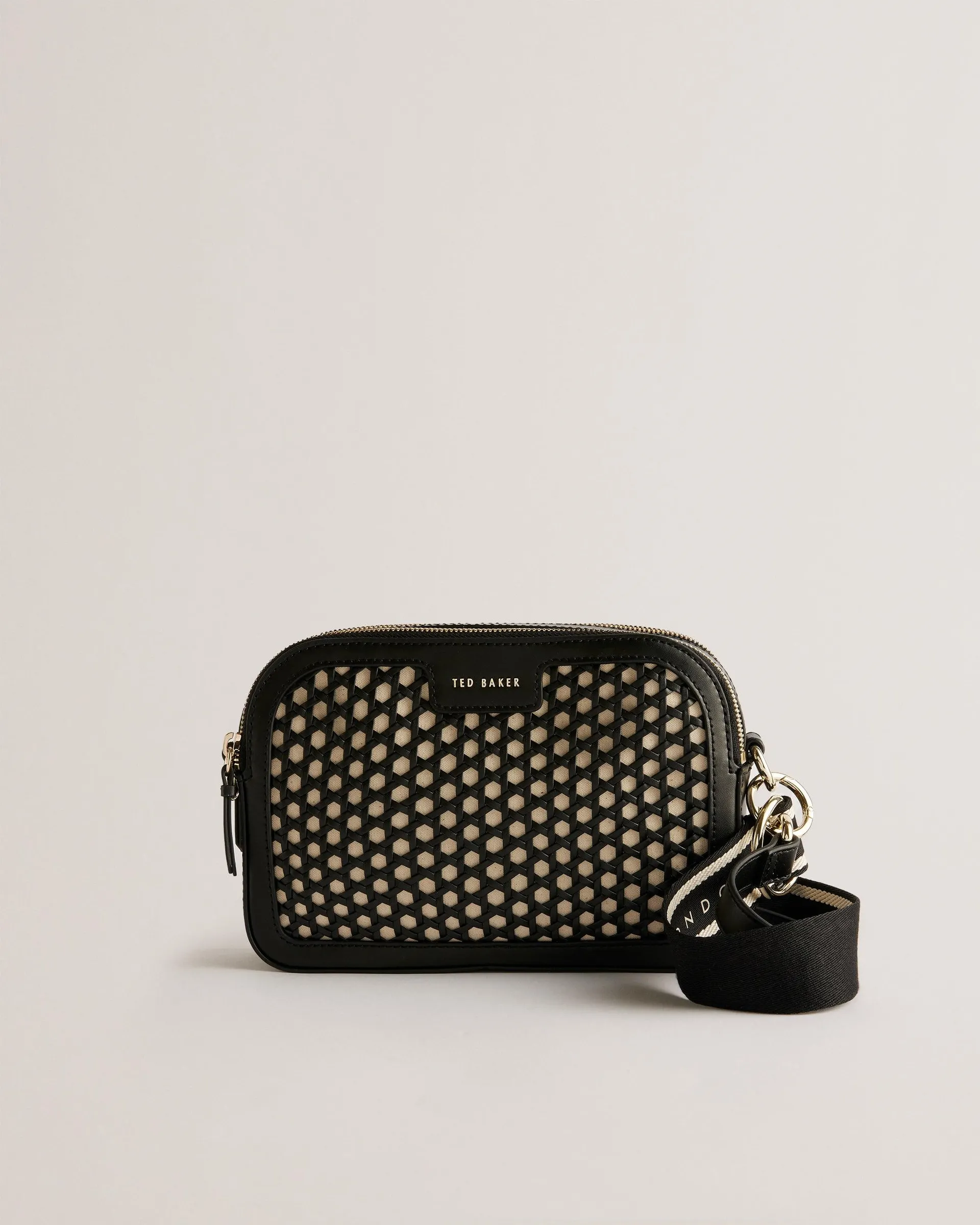 Iveta Webbing Crossbody Camera Bag With Woven Detail Black
