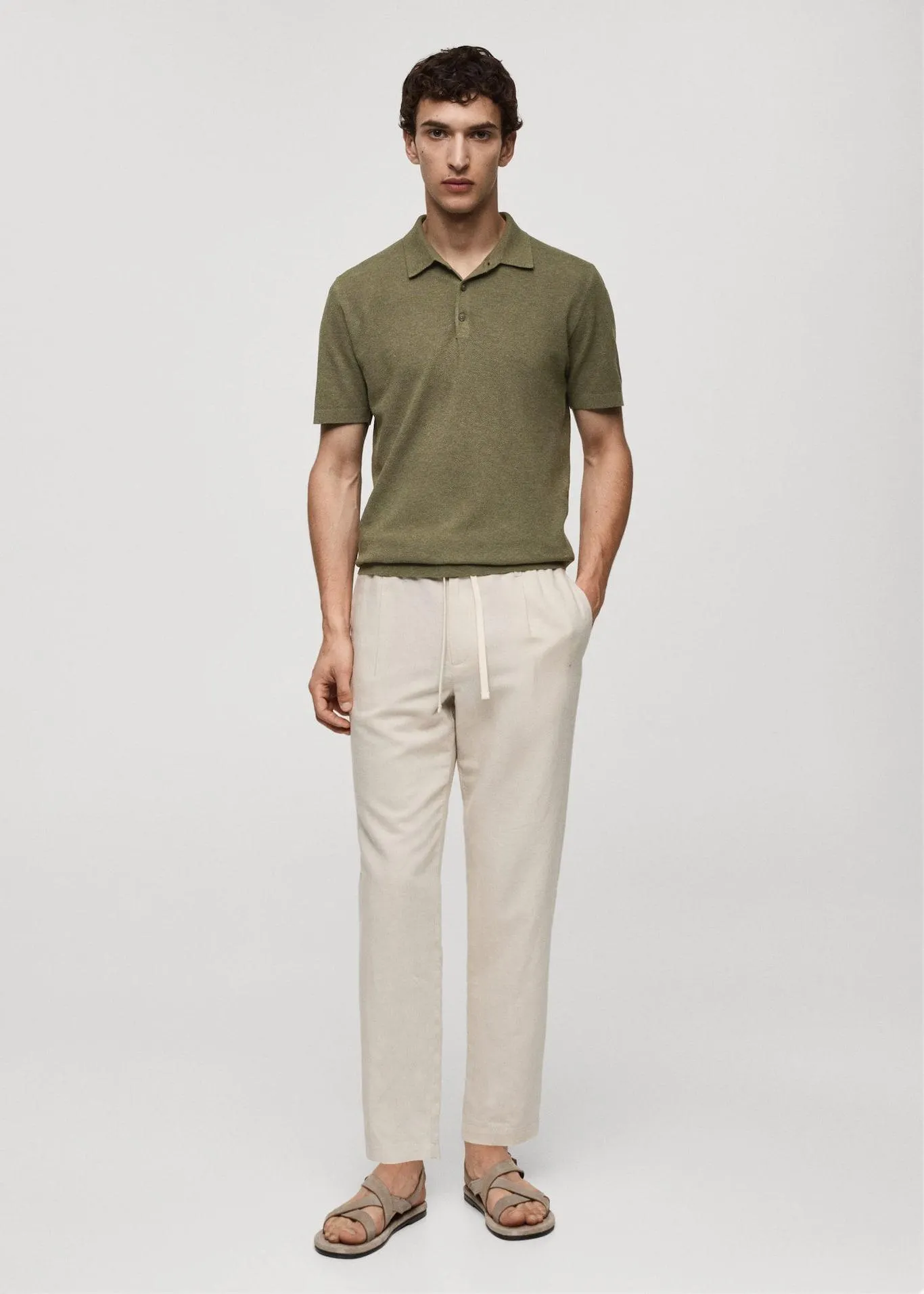 Short-sleeve knitted polo shirt