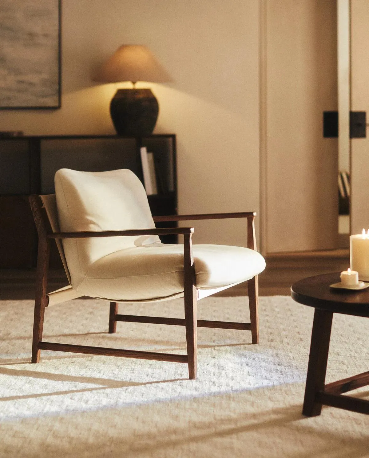 WOODEN ARMCHAIR WITH REMOVABLE CUSHION