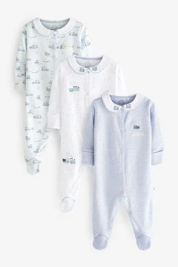 White Baby Sleepsuits 3 Pack (0-2yrs)