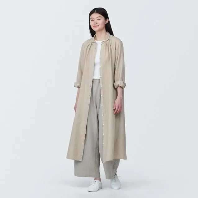 Washed Linen Long Sleeve Dress