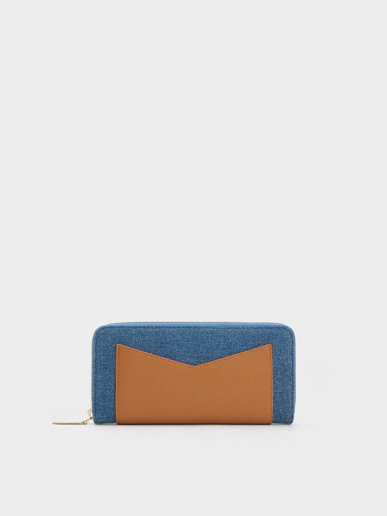 Gaia Denim Zip-Around Wallet - Denim Blue