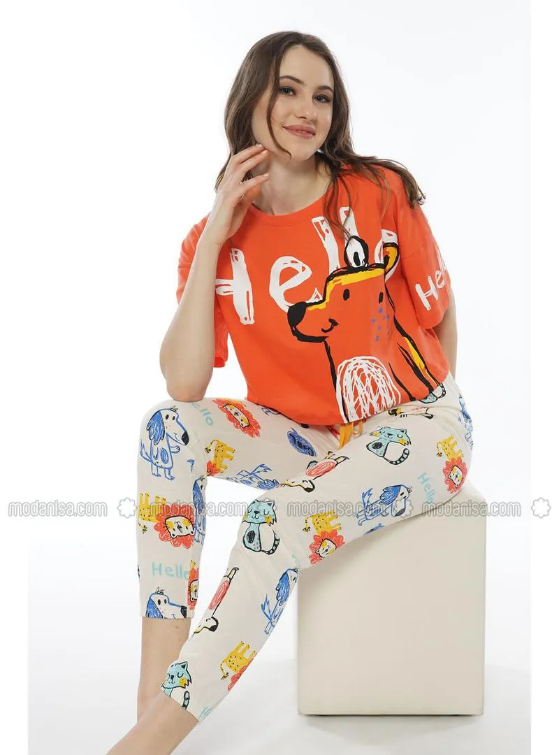 Orange - Pyjama-Set
