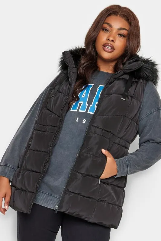 YOURS Curve Black Padded Gilet