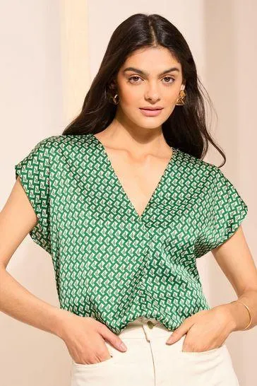Friends Like These Short Sleeve V Neck Woven Blouse