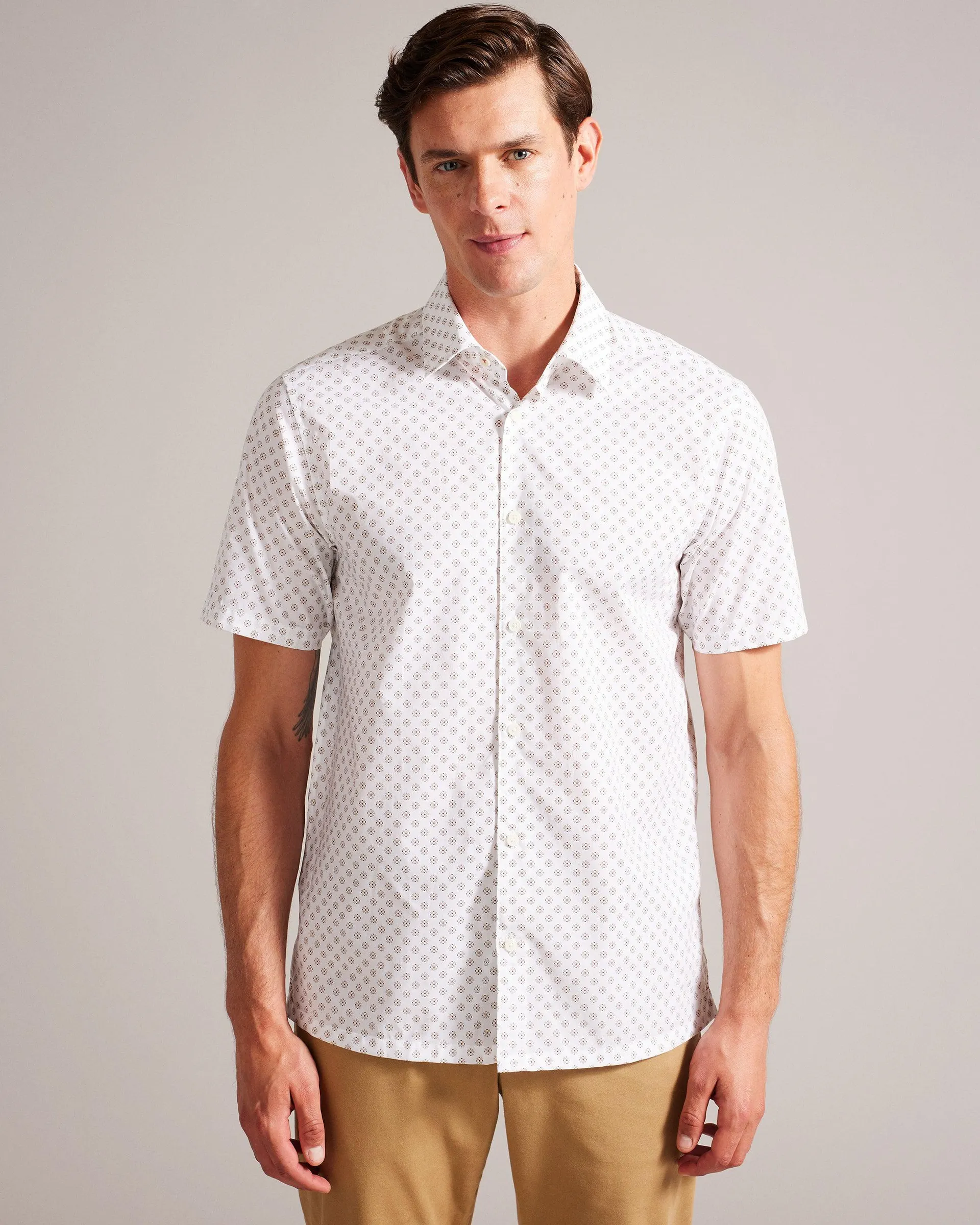 Short Sleeve Geometric Print Shirt