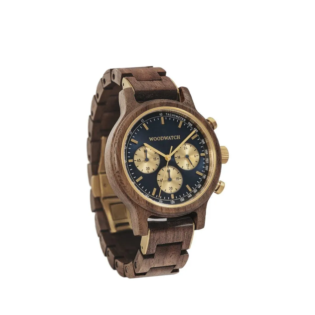 WOODWATCH MEN'S CLASSIC CHRONO SAILOR WALNUT QUARTZ WATCH